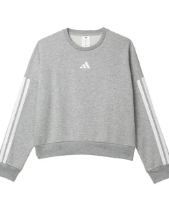 adidas Kids 3-Stripes Crew Neck Heather Fleece Pullover (Big Kid)