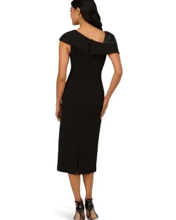 Adrianna Papell Beaded Crepe Midi Dress Women's