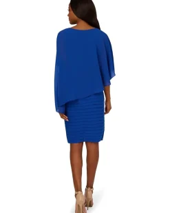 Adrianna Papell Chiffon Cape Dress Women's