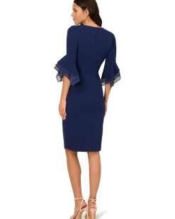 Adrianna Papell Crepe Combo Midi Dress Women's