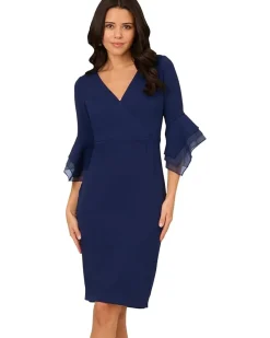 Adrianna Papell Crepe Combo Midi Dress Women's