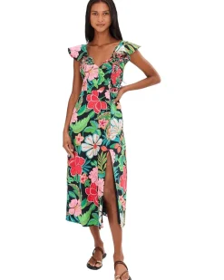 Adrianna Papell 3D Floral Print Midi Dress Women's