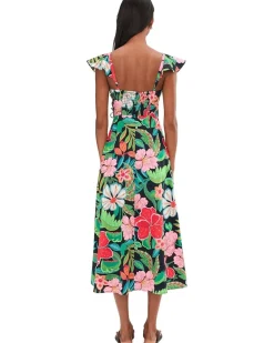 Adrianna Papell 3D Floral Print Midi Dress Women's
