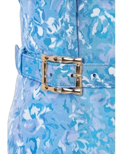 Adrianna Papell Floral Belt Jacquard Short Dress Women's