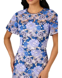 Adrianna Papell Floral Embroidery Short Dress Women's