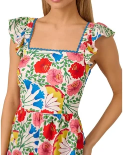 Adrianna Papell Flutter Sleeveless Short Dress Women's