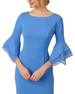 Adrianna Papell Knit Crepe Tiered Sleeve Dress Women's