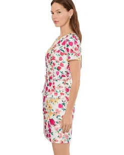 Adrianna Papell Printed Mikado Short Dress Women's