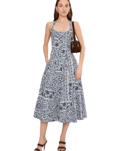 Avec Les Filles Racer Paneled Midi Dress Women's