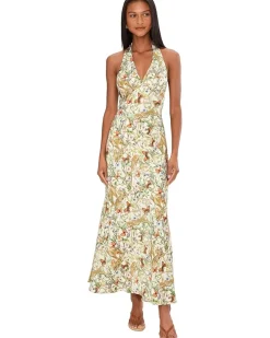 Avec Les Filles Scarf Tie Neck Halter Maxi Dress Women's