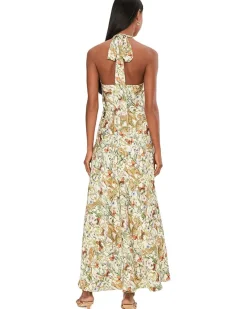 Avec Les Filles Scarf Tie Neck Halter Maxi Dress Women's