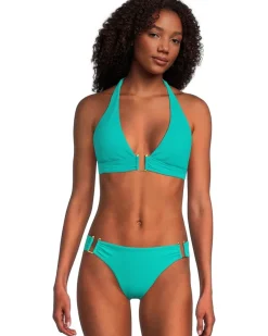 BECCA Modern Edge Rib Mira U Buckle Halter Top Women's