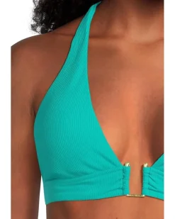 BECCA Modern Edge Rib Mira U Buckle Halter Top Women's