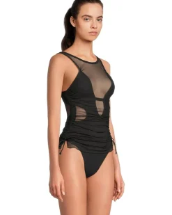 BECCA Muse Macie High Neck Mesh Overlay One Piece Women's