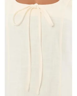 Blank NYC Chalk Mark A Line Flare Linen Dress in Beige Women's