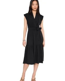 Calvin Klein Cap Sleeve Gauze Self Tie Midi Dress Women's