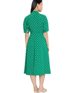 Calvin Klein Polka Dot Gauze Self Tie Shirt Dress Women's
