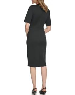 Calvin Klein Scuba Short Sheath Dress with Cutout Detail Women's