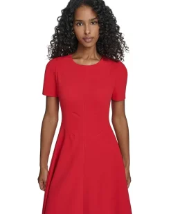 Calvin Klein Short Sleeve Scuba Crepe A-Line Women's