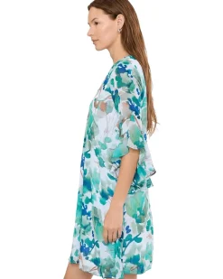 Calvin Klein 3/4 Sleeve Chiffon Floral Shift Dress Women's