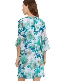 Calvin Klein 3/4 Sleeve Chiffon Floral Shift Dress Women's