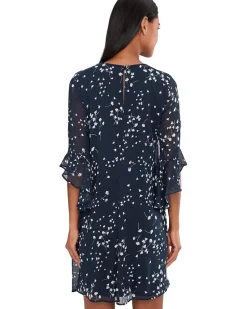 Calvin Klein 3/4 Sleeve Chiffon Shift Dress Women's