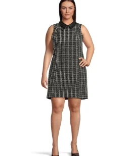 Calvin Klein Sleeveless Tweed Sheath With Collar Women's