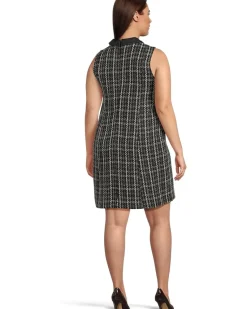 Calvin Klein Sleeveless Tweed Sheath With Collar Women's