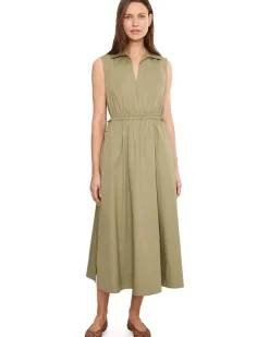 Calvin Klein Sleeveless V-Neck Solid Cotton Midi Women's