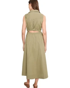 Calvin Klein Sleeveless V-Neck Solid Cotton Midi Women's