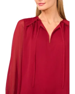 CeCe Long Sleeve Tie Neck Top Women's