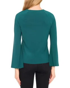 CeCe Pearl Bow Applique Long Sleeve Knit Top Women's