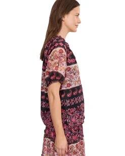 CeCe Ruffle Neck Raglan Split Seam Top Women's