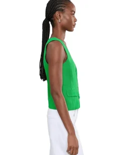 CeCe Scoop Neck Button-Down Vest Women's
