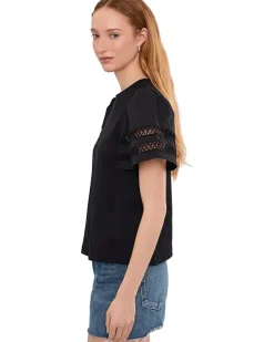 CeCe Short Sleeve Combo Cotton Trim Sleeve Women's