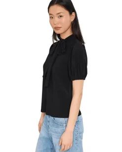 CeCe Short Sleeve Tie Neck Bow Knit Top Women's