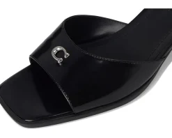 COACH Sculpted C Leather Block Heel Sandals Women's