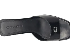 COACH Sculpted C Leather Block Heel Sandals Women's
