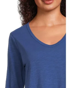 Elliott Lauren Garment Dye Tees - Long Sleeve V-Neck Knit Top Women's