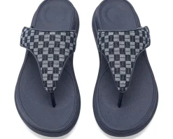 FitFlop F-Mode Go Adj. Checkerboard-Denim Toe-Post Sandals Women's