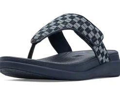 FitFlop F-Mode Go Adj. Checkerboard-Denim Toe-Post Sandals Women's