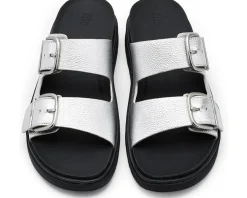 FitFlop Gen FF Buckle Tumbled Leather Two Bar Slides Women's