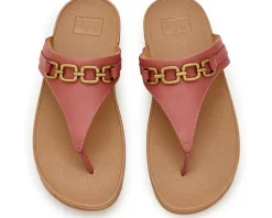 FitFlop Lulu Square-Chain Leather Toe-Post Sandals Women's