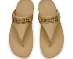 FitFlop Lulu Square-Chain Leather Toe-Post Sandals Women's