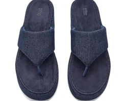 FitFlop Platfforms Denim Wedge Toe-Post Sandals Women's