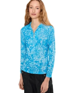 Jamie Sadock Bubbles Print Long Sleeve Sunsense 1/4 Zip Top Women's