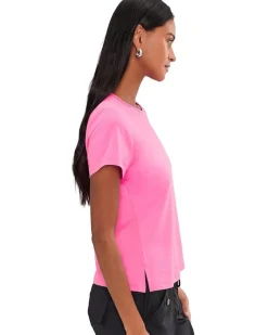 Jamie Sadock Crew Neck Pocket Lux Fabric Pink Women's