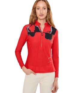 Jamie Sadock Flare Print Long Sleeve Sunsense 1/4 Zip Top Women's