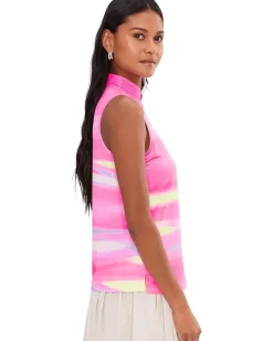 Jamie Sadock Painted Sunset Sleeveless Front Zip Women's