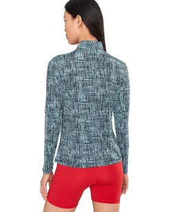 Jamie Sadock Sunsense Grid Print Long Sleeve Quarter Zip Women's